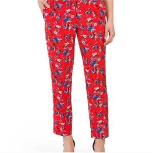 Cynthia Rowley Red and Blue Floral Ankle Pants Size 6